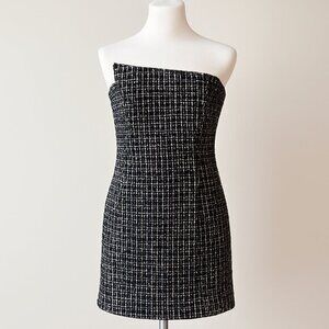NBD Strapless Tweed Cocktail Dress Black & White Mini NWT Size M